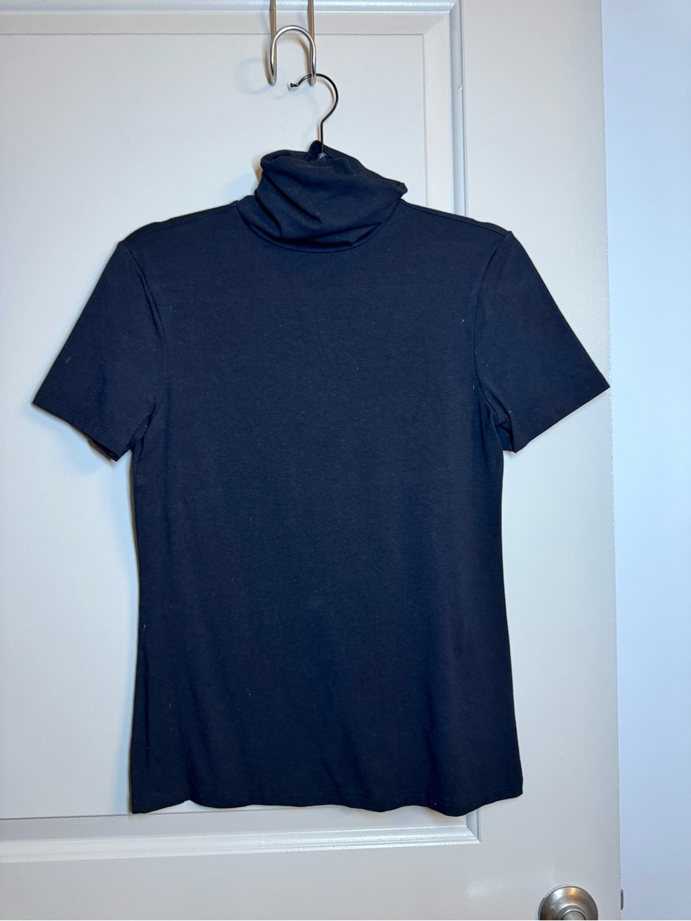 Theory Black Short-Sleeve Turtleneck Top